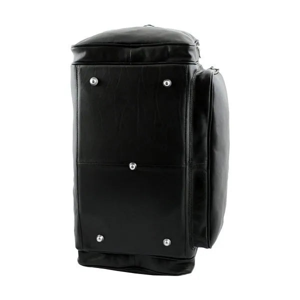 Praga Black Leather Travel Duffle Bag – Elegant and Spacious