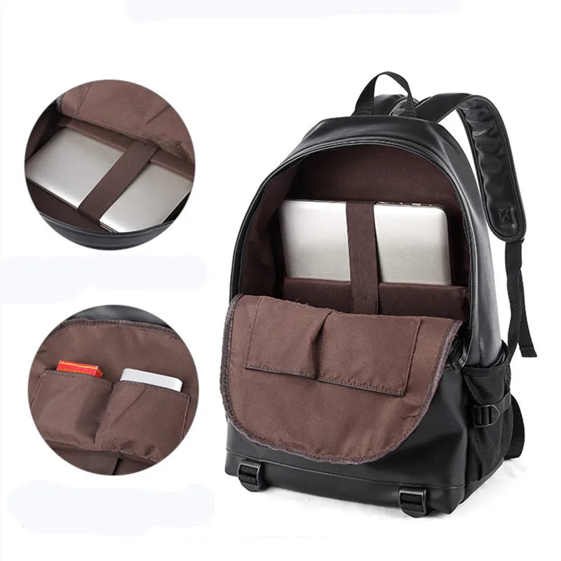 High-Quality Leather Men’s Backpack for 15.6" Laptop – Stylish and Durable for School and Leisure