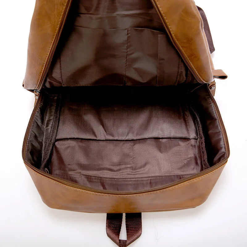 Men’s Luxury Waterproof Leather Backpack – Large Capacity for Laptop and Travel