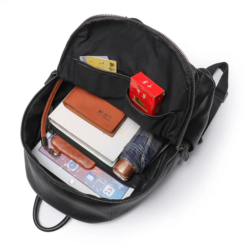 LeathFocus Men’s Vintage Leather Backpack – Classic, Handmade, for School and Leisure