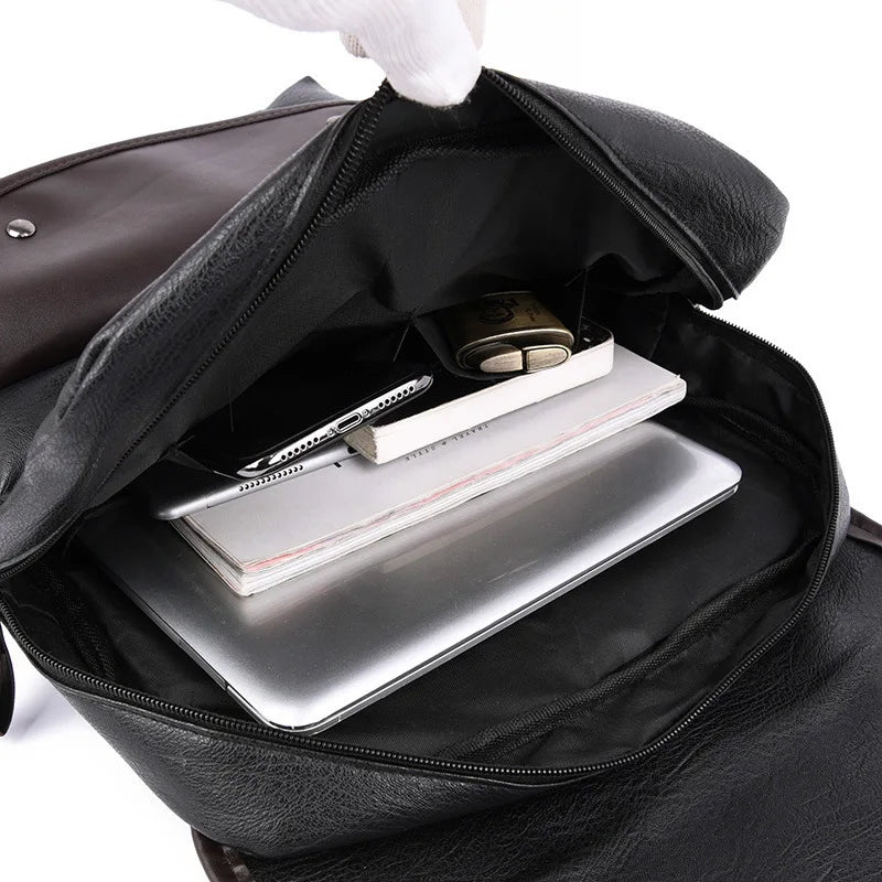 Vintage Genuine Leather Backpack for Laptop – Large Capacity, Waterproof, and Multifunctional for School and Travel
