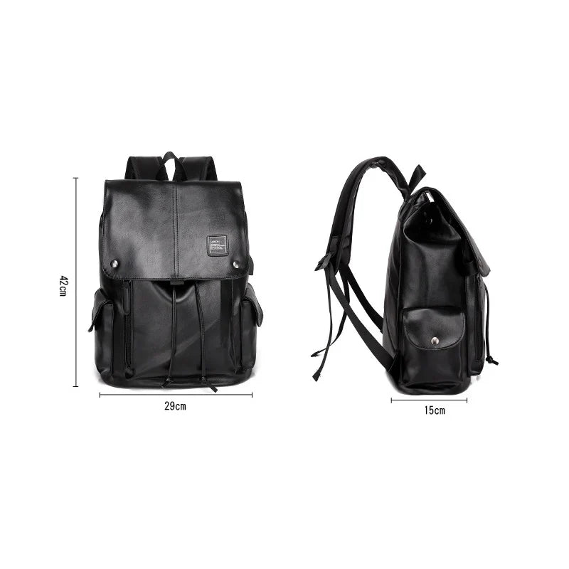 Luxury Men's Leather Backpack – Large Capacity for Laptop and Business Travel