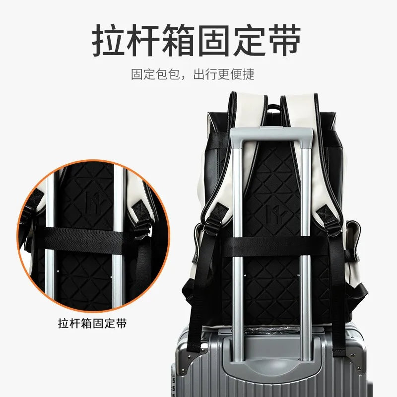 Men’s High-Quality Leather Backpack with USB Charging Port – Waterproof, Large Capacity for 15.6" Laptop
