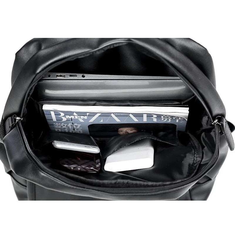 Waterproof Leather Backpack for Men with USB Port – Ideal for 14” Laptop and Casual Travel