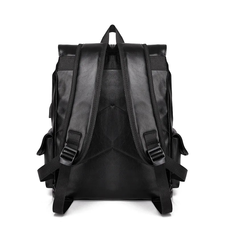 Luxury Men's Leather Backpack – Large Capacity for Laptop and Business Travel