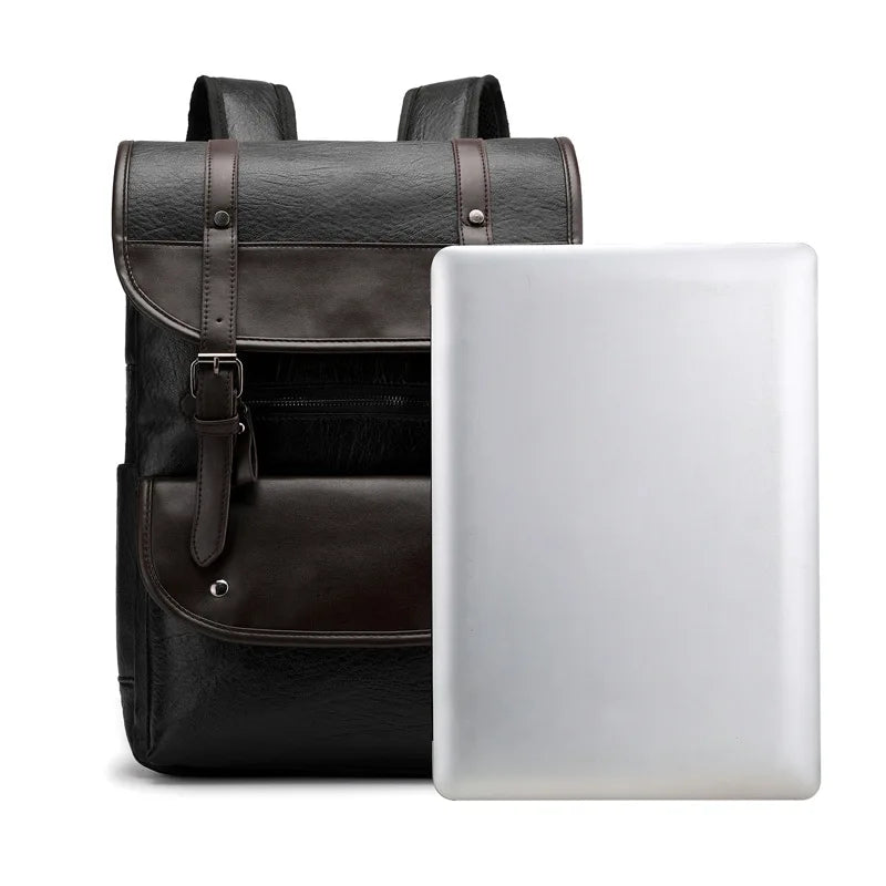 Vintage Genuine Leather Backpack for Laptop – Large Capacity, Waterproof, and Multifunctional for School and Travel