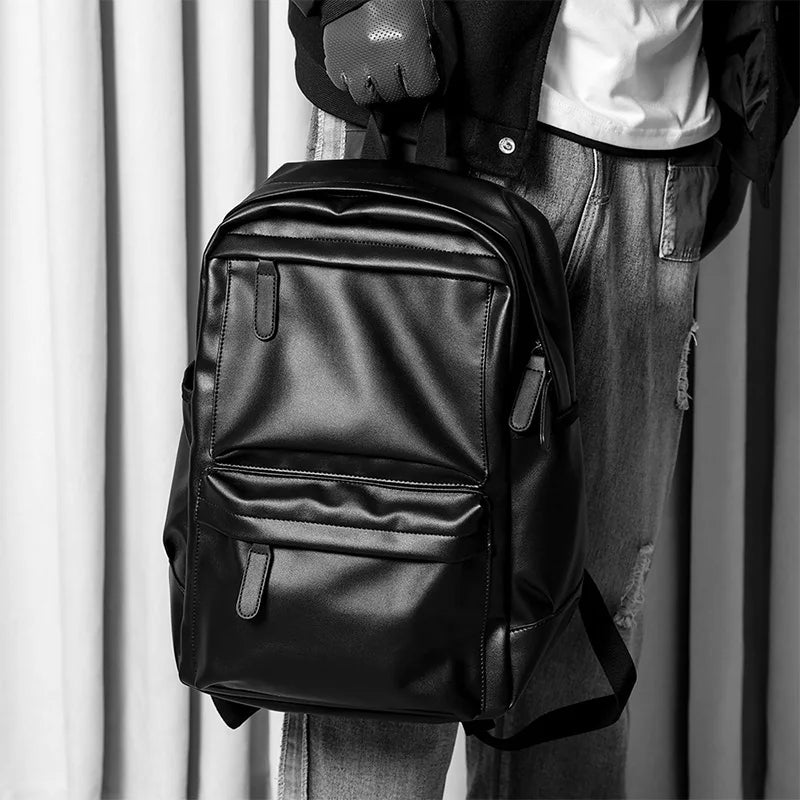 Waterproof Leather Backpack for Men with USB Port – Ideal for 14” Laptop and Casual Travel