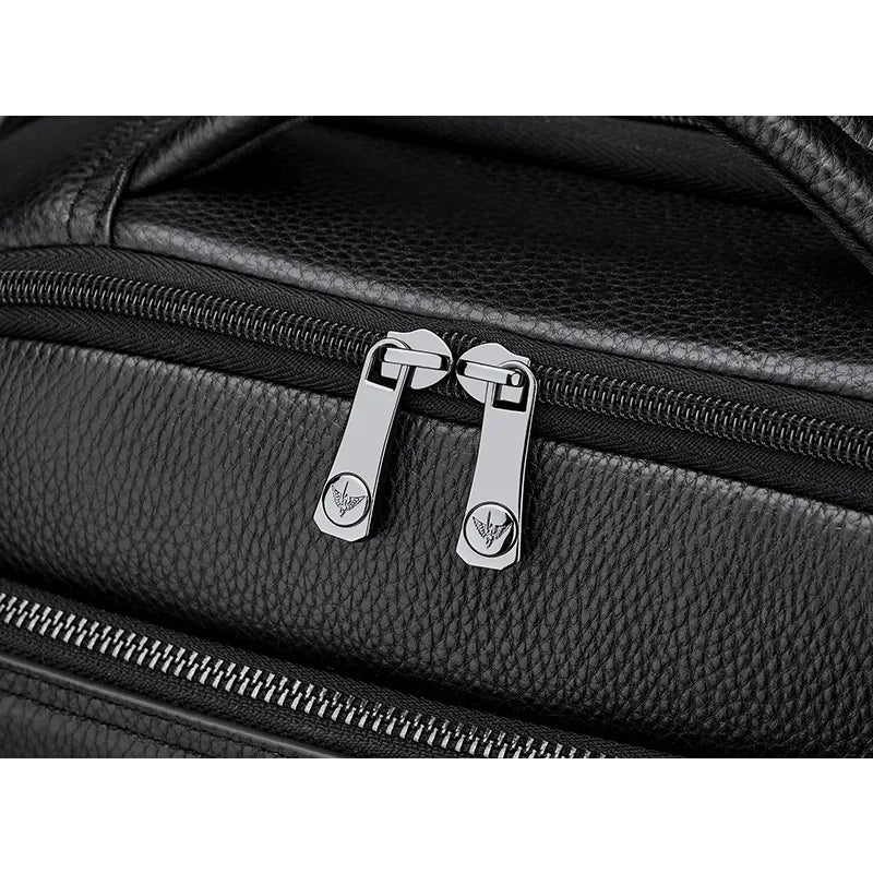 Men’s Genuine Leather Backpack – Large Capacity, Multifunctional for Commuting, Travel, and Leisure
