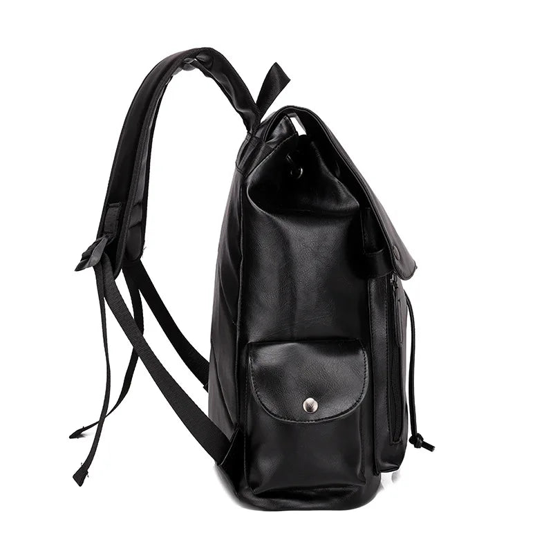 Luxury Men's Leather Backpack – Large Capacity for Laptop and Business Travel
