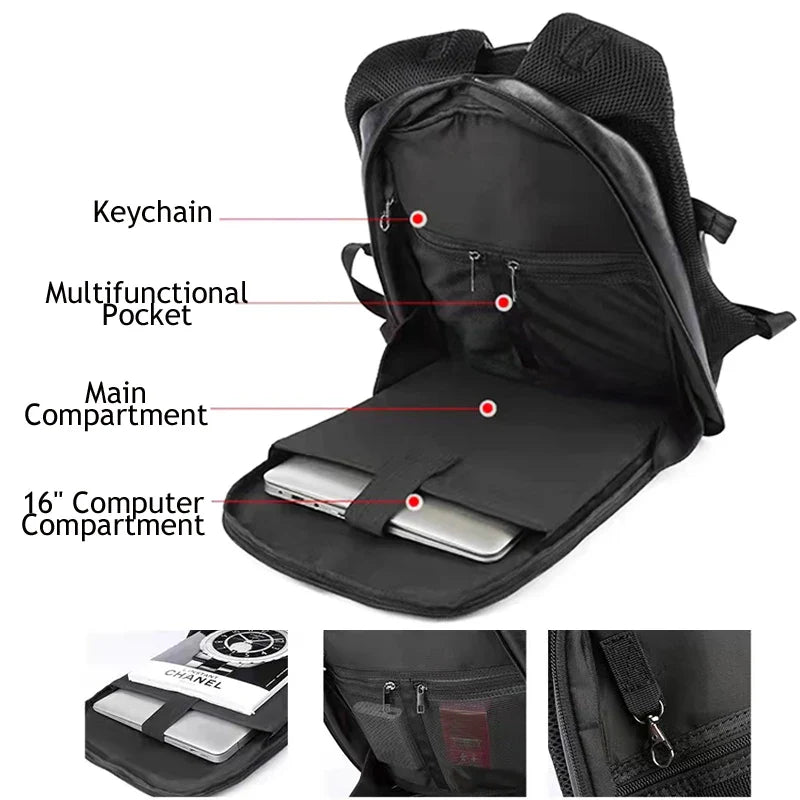 Men's Waterproof Leather Backpack with USB Port – Large Capacity for Laptop, Business, and Travel