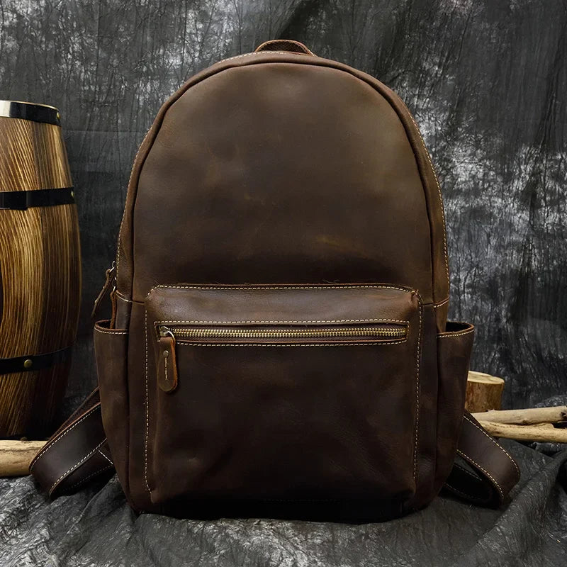 Luufan Genuine Leather Men’s Backpack – Large Capacity for Travel, School, and Work
