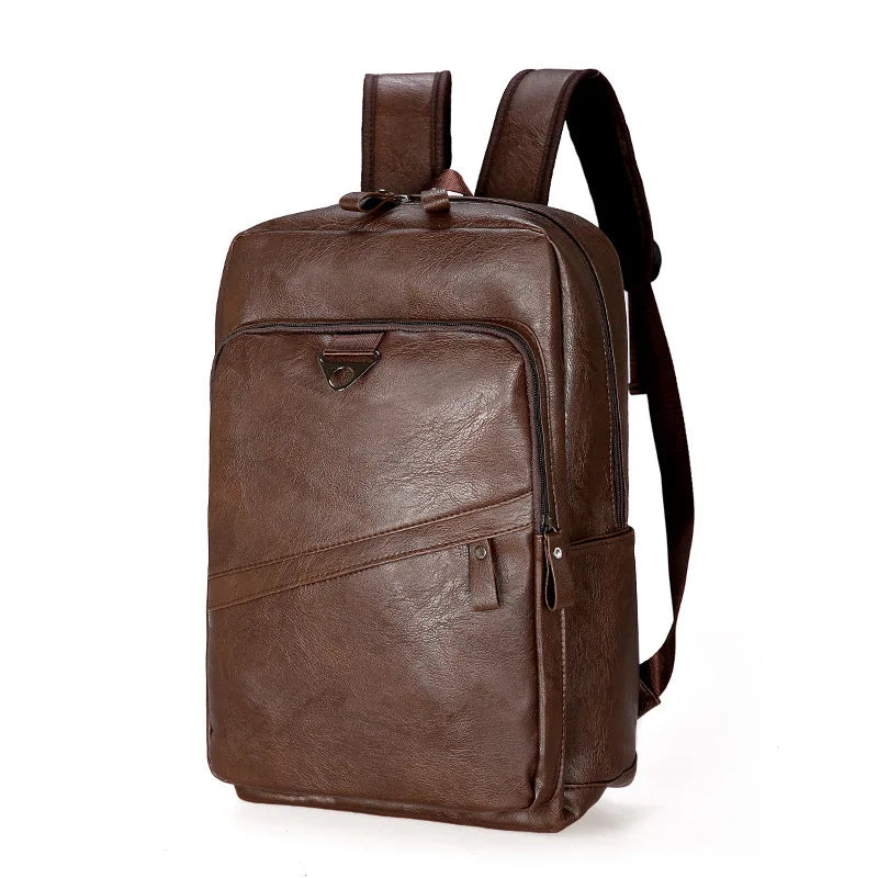 Luxury Men's Leather Backpack – Waterproof, Large Capacity for School, Travel, and Casual Use