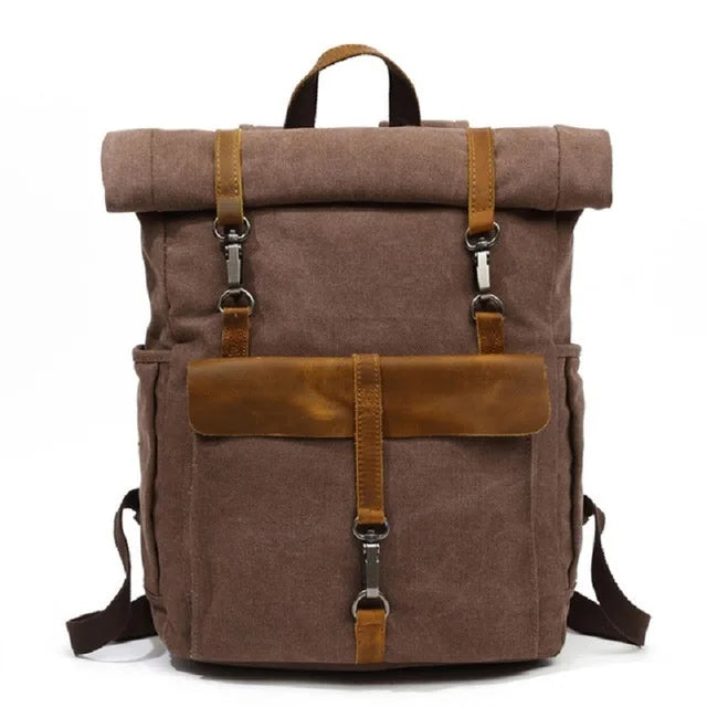 Waxed Canvas and Leather Backpack – Waterproof, Spacious, and Durable for Travel and Daily Use
