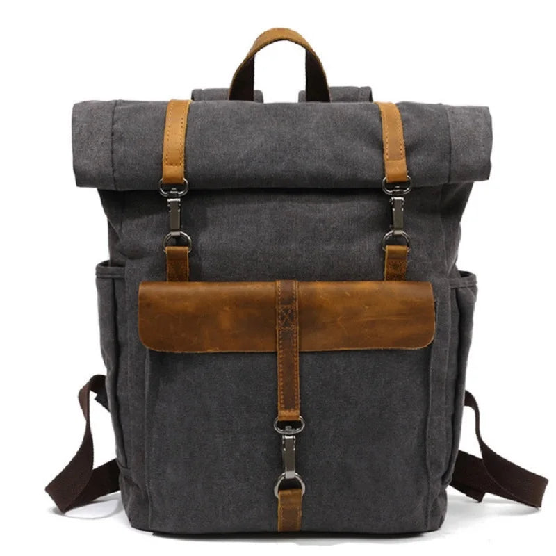 Waxed Canvas and Leather Backpack – Waterproof, Spacious, and Durable for Travel and Daily Use