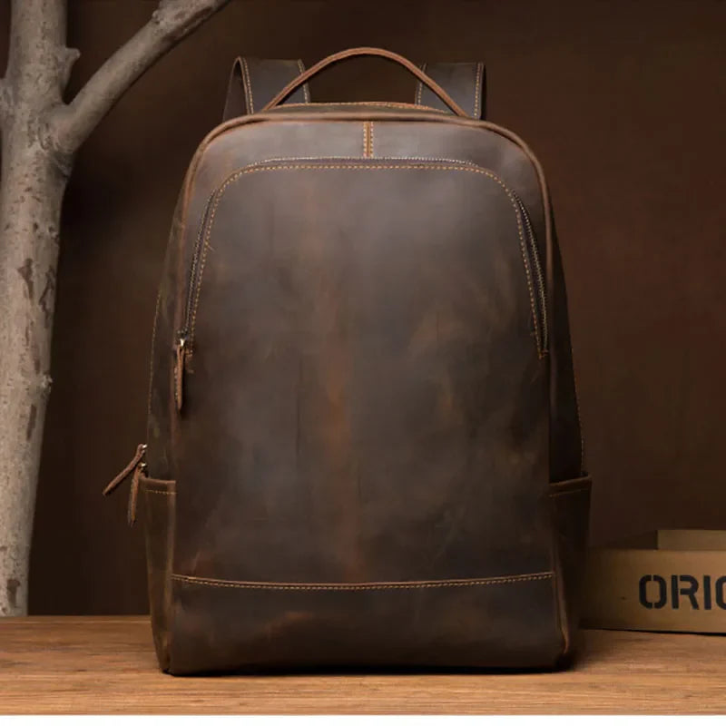 Luufan Genuine Leather Men’s Backpack – Large Capacity for Travel, School, and Work