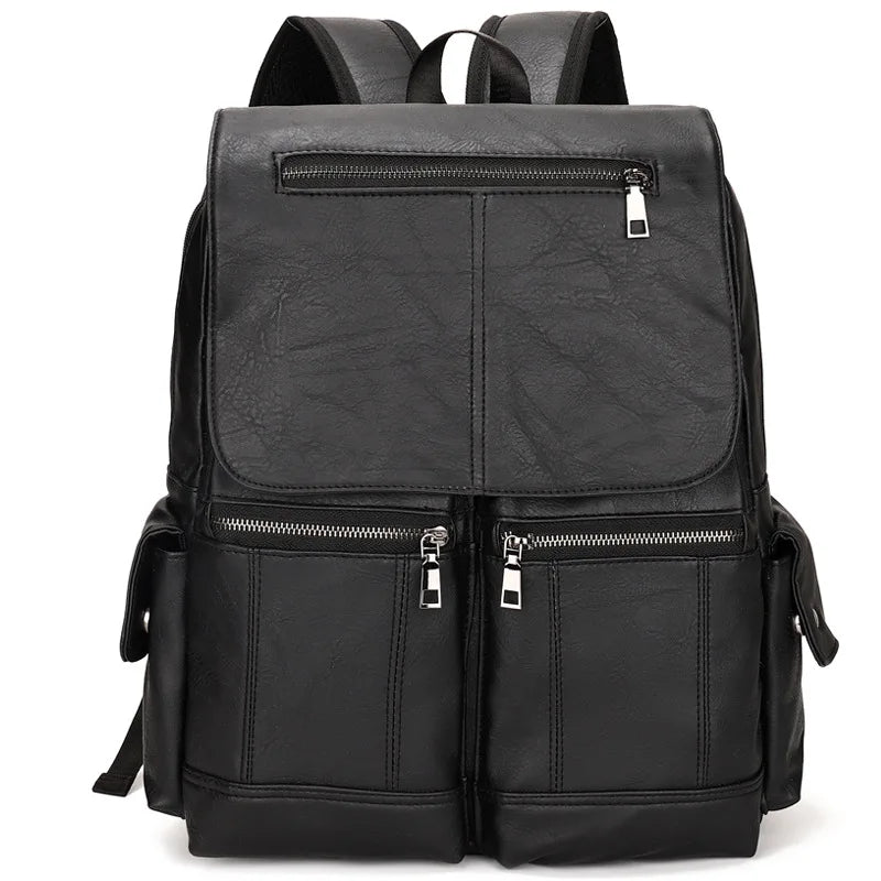 Luxury Men's Waterproof Leather Backpack – Large Capacity for School, Travel, and Everyday Use