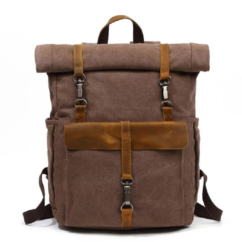 Waxed Canvas and Leather Backpack – Waterproof, Spacious, and Durable for Travel and Daily Use