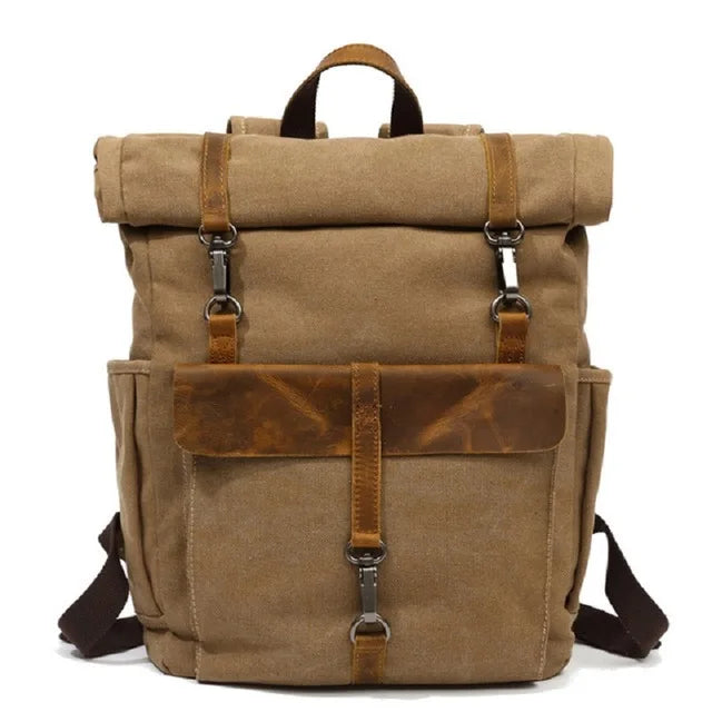 Waxed Canvas and Leather Backpack – Waterproof, Spacious, and Durable for Travel and Daily Use