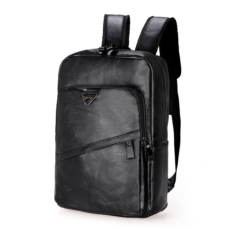 Luxury Men's Leather Backpack – Waterproof, Large Capacity for School, Travel, and Casual Use