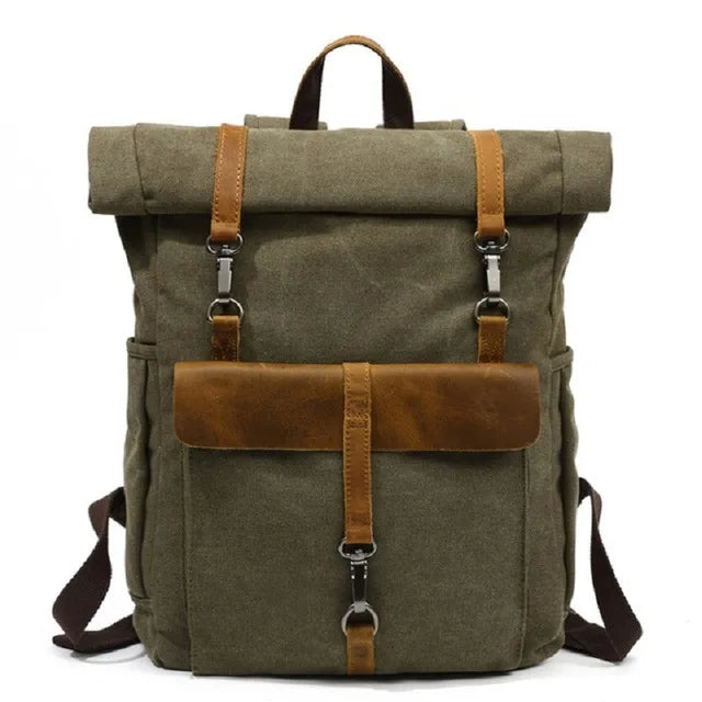 Waxed Canvas and Leather Backpack – Waterproof, Spacious, and Durable for Travel and Daily Use