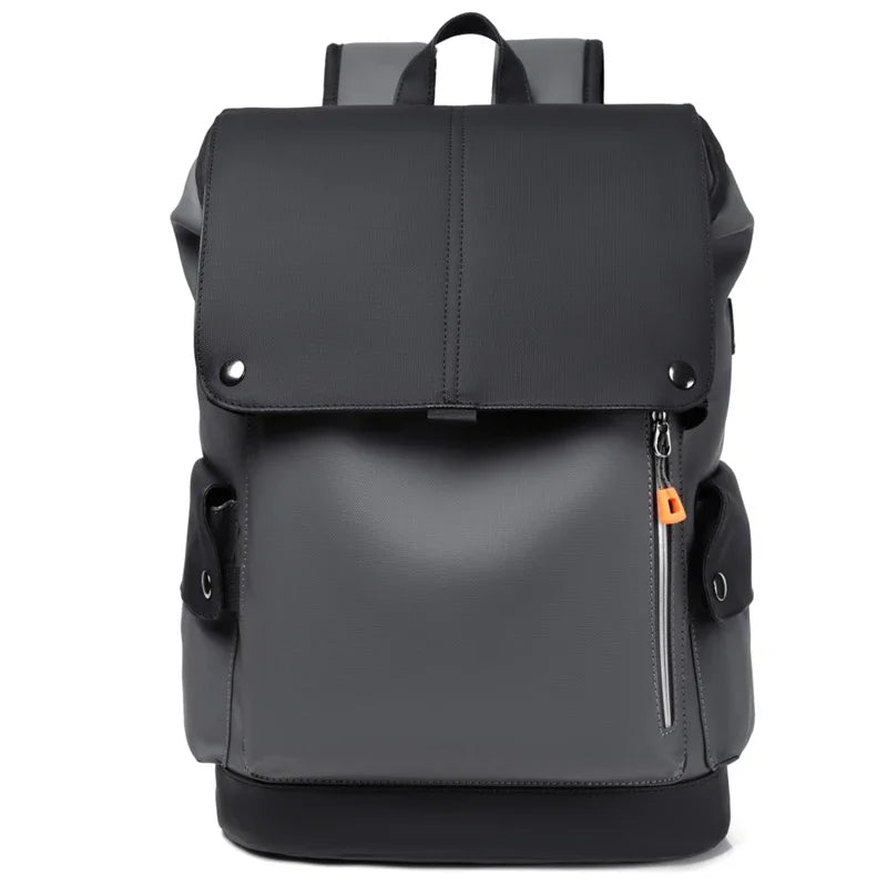 Men’s Waterproof PU Leather Backpack with USB Port – Large Capacity for Business, Laptop, and Urban Life