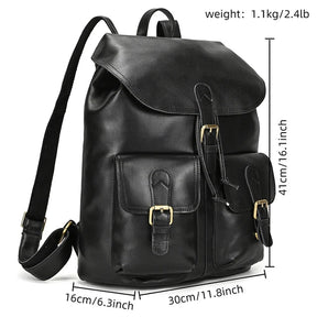 Men’s Vintage Crazy Horse Leather Backpack – Large Capacity for Travel, School & Daily Use