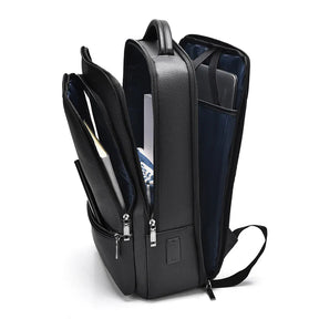 Men’s Leather Backpack with USB Port – Elegant and Functional for Office, Travel, and Laptop