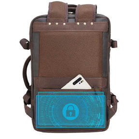 Vintage Crazy Horse Leather Backpack for Men – Large Capacity with 15.6" Laptop Compartment