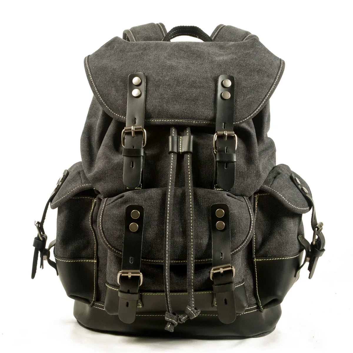 Men’s Casual Canvas and Leather Backpack – Large Capacity for Travel, School, and Outdoor Activities