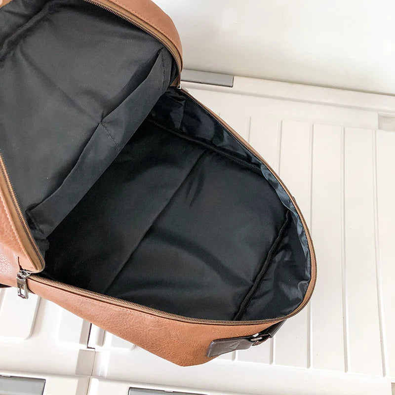 Men’s Leather Backpack – Large Capacity for 15" Laptop, Travel, and School
