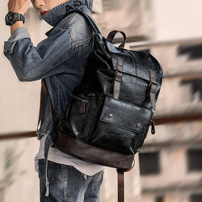 Men's Anti-Theft Leather Backpack – Large Capacity for Laptop and Business Travel