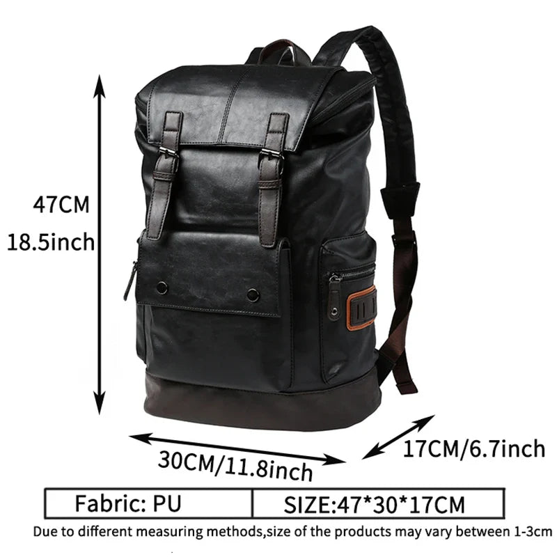 Men's Anti-Theft Leather Backpack – Large Capacity for Laptop and Business Travel