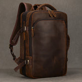 Vintage Crazy Horse Leather Backpack for Men – Large Capacity with 15.6" Laptop Compartment