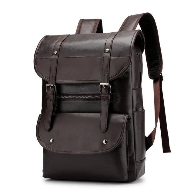 Vintage Genuine Leather Backpack for Laptop – Large Capacity, Waterproof, and Multifunctional for School and Travel