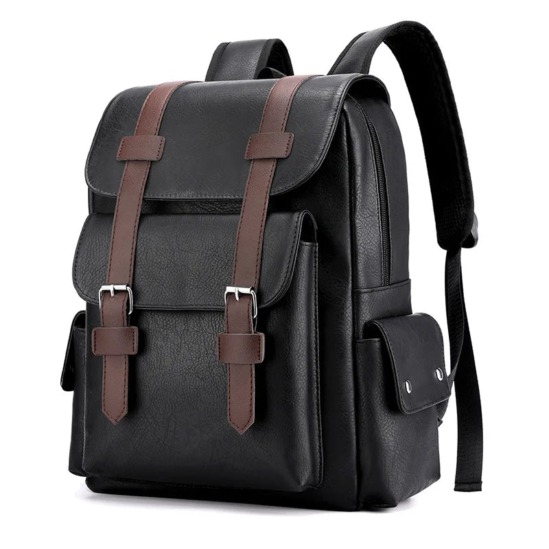 Men’s Luxury Waterproof Leather Backpack – Large Capacity for Laptop and Travel