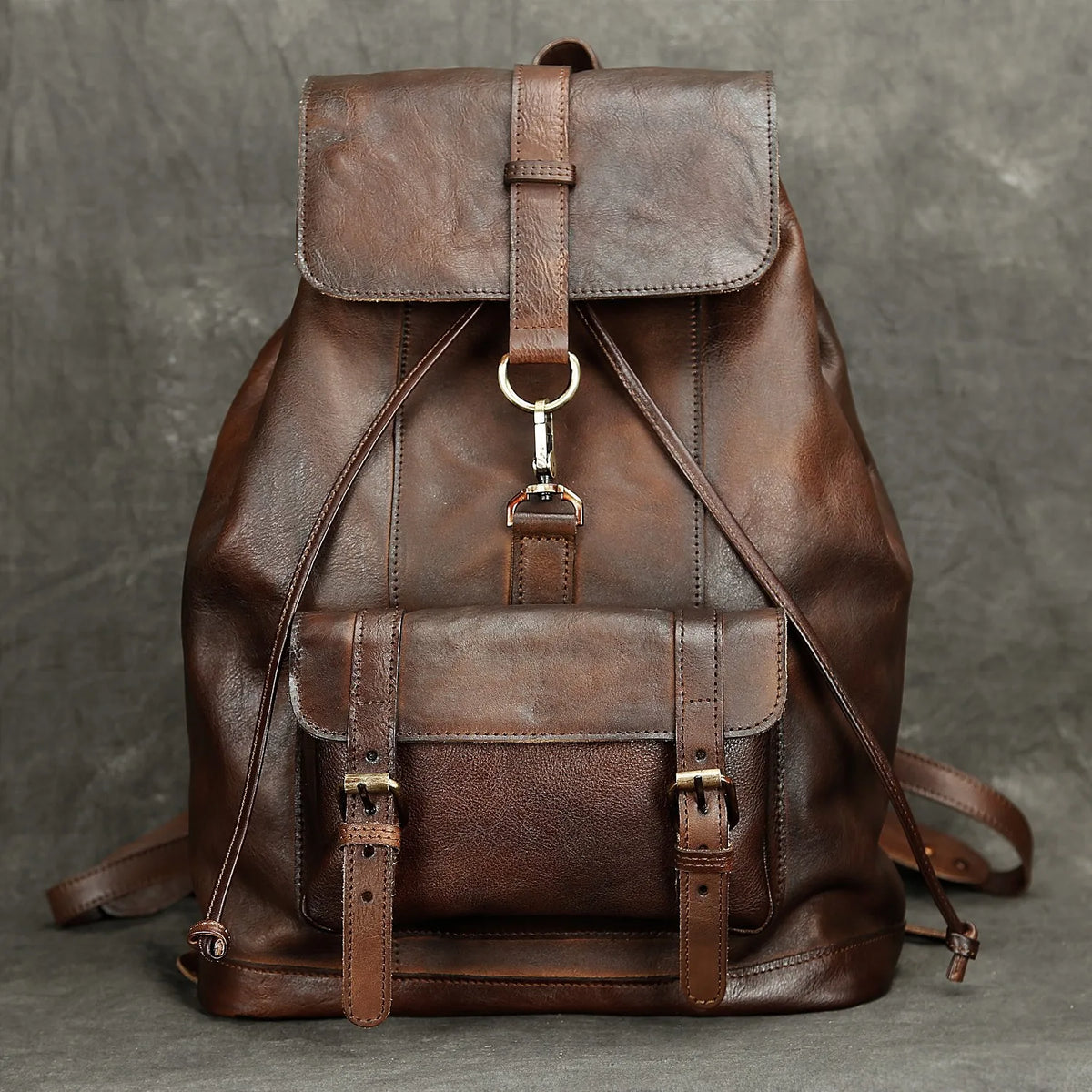 Luxury Men's Backpack 2023 – Full Grain Cowskin Leather, Anti-Theft, Vintage Style