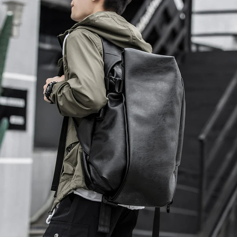 Men’s Leather Laptop Backpack 15.6" – Waterproof, Anti-Theft, with USB Charging Port
