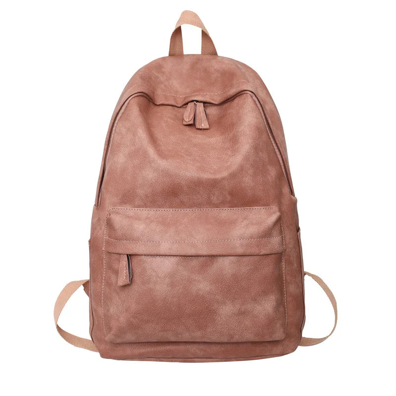Unisex Synthetic Leather Backpack – Large Capacity for Laptop, School & Travel