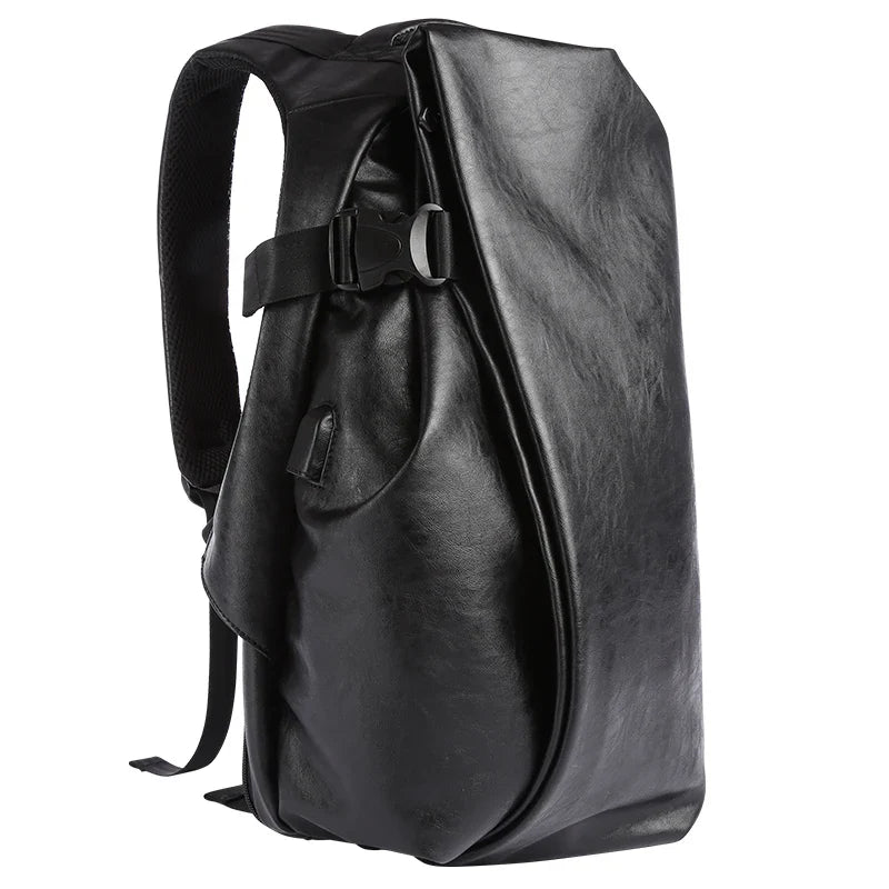Men's Waterproof Leather Backpack with USB Port – Large Capacity for Laptop, Business, and Travel