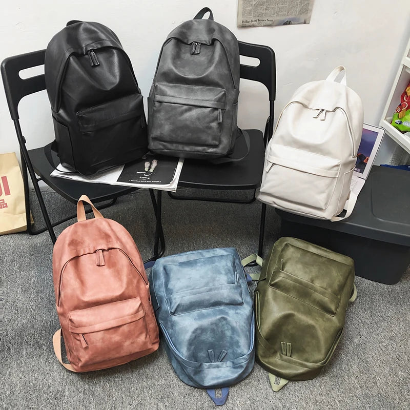 Unisex Synthetic Leather Backpack – Large Capacity for Laptop, School & Travel