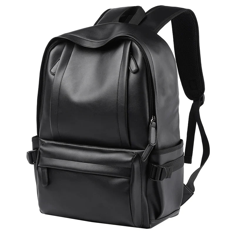 Water-Resistant Leather Backpack for Men with USB Port – Fits 14-Inch Laptop and Travel Use