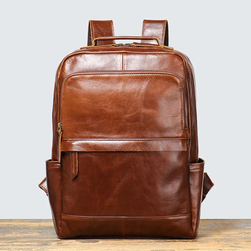 Leathfocus Vintage Men's Backpack in Genuine Cowhide Leather – Crossbody and Backpack for 15" Laptop