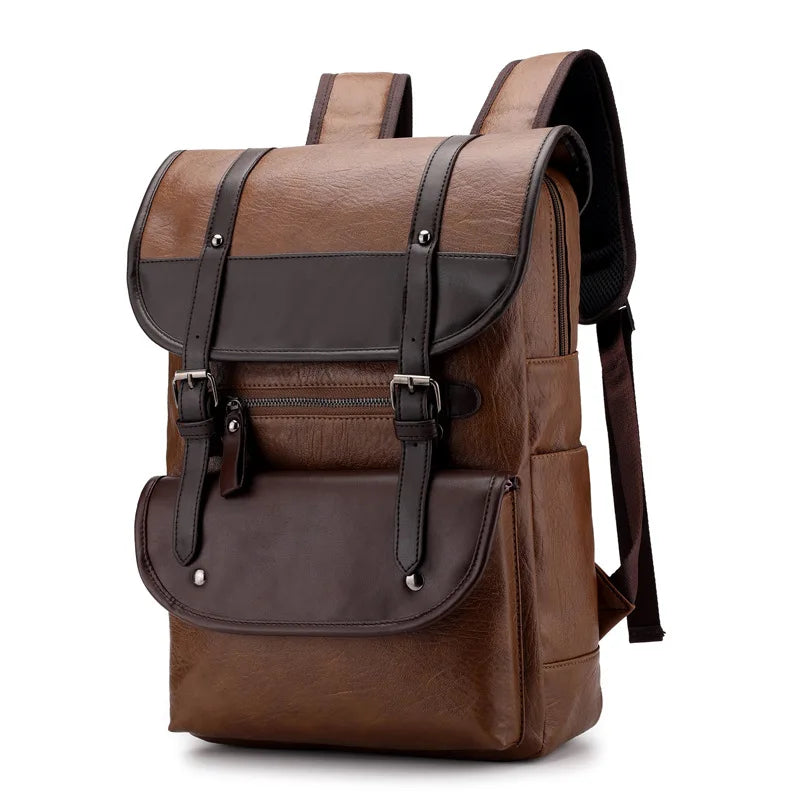 Vintage Genuine Leather Backpack for Laptop – Large Capacity, Waterproof, and Multifunctional for School and Travel