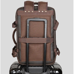 Vintage Crazy Horse Leather Backpack for Men – Large Capacity with 15.6" Laptop Compartment