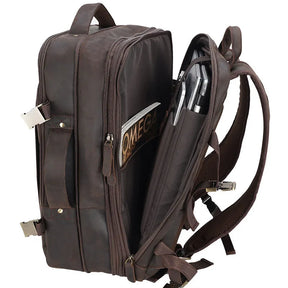 Vintage Crazy Horse Leather Backpack for Men – Large Capacity with 15.6" Laptop Compartment