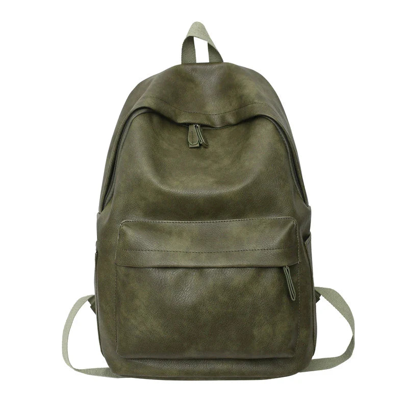 Unisex Synthetic Leather Backpack – Large Capacity for Laptop, School & Travel