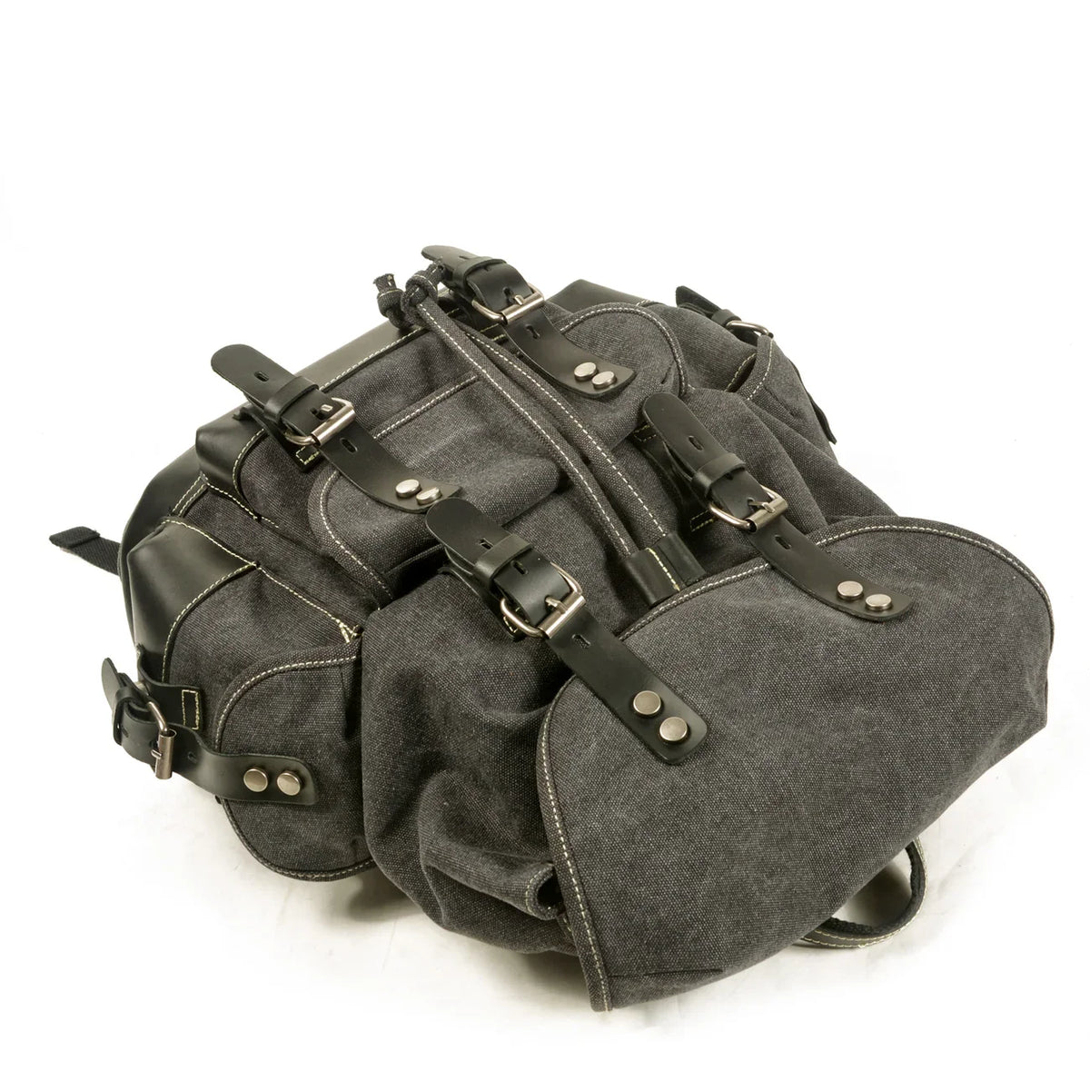 Men’s Casual Canvas and Leather Backpack – Large Capacity for Travel, School, and Outdoor Activities