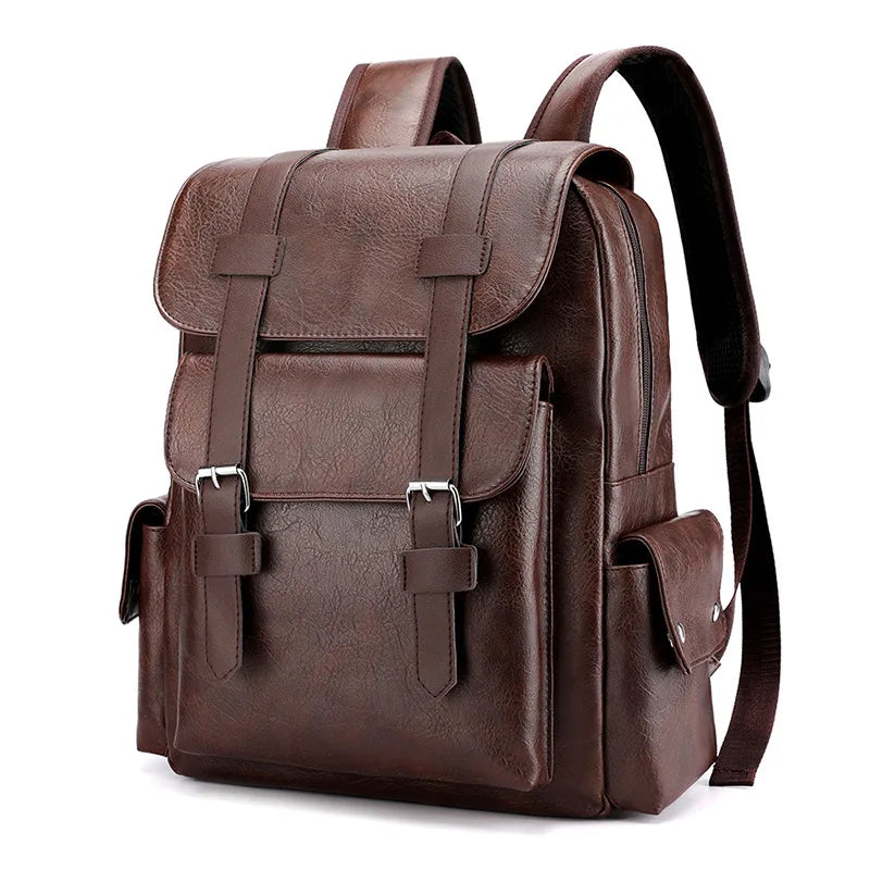 Men’s Luxury Waterproof Leather Backpack – Large Capacity for Laptop and Travel