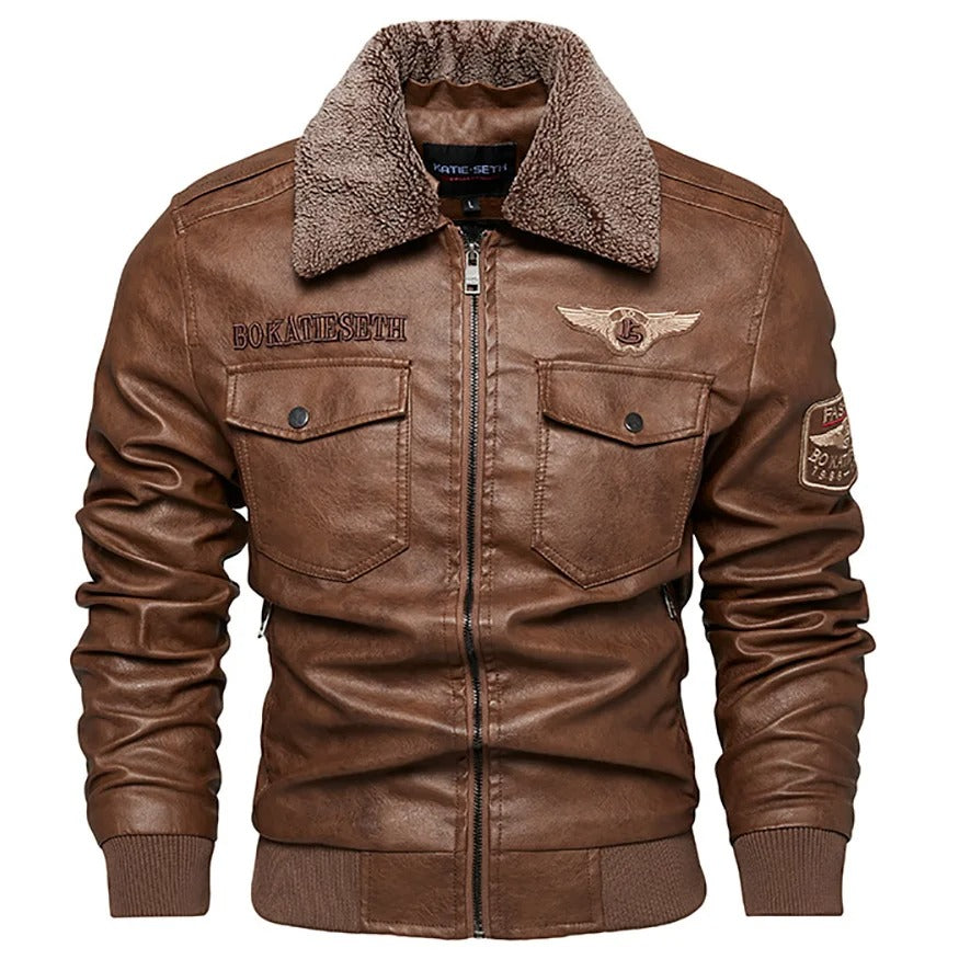 Strength and Style in a Genuine Leather Men's Jacket – Thompson Baker