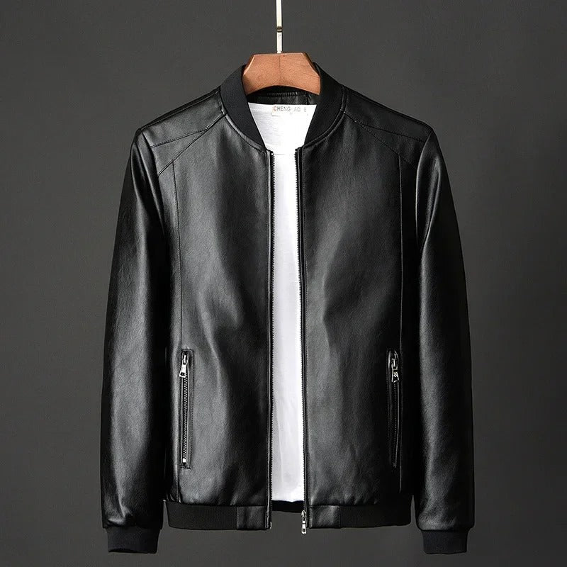Men’s Black Genuine Leather Jacket – Slim MenPro | Minimal Elegance & Modern Design